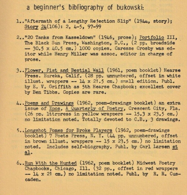 Wormwood Review 24 #371/600 – Night’s Work Special Charles Bukowski Section (8 Drawings & 6 First Appearance Poems (1966)