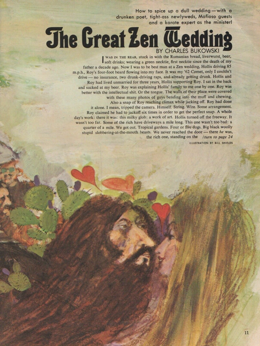 Knight April 1970 -- First Appearance Short Story by Charles Bukowski: The Great Zen Wedding (1970,) Plus Mick Jagger Photos