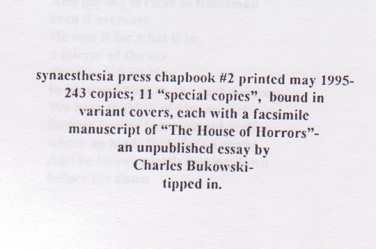 4 Poets (#186/243) -- Drawings and Essay by Charles Bukowski